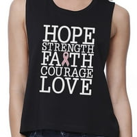 Nada snaga vjera hrabrost ljubav rak dojke Ženski crni Crop Top