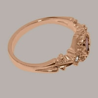 14k ženski prsten za obljetnicu od ružičastog zlata britanske proizvodnje s prirodnim ružičastim turmalinom i dijamantima - opcije
