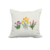 Cvjetni trio ljubičasti cvjetni print ukrasni poliestersko jastuk s posteljinom teksturom