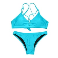 Ženski bikini kupaći kostimi bez leđa jednobojne suknje za plivanje za kontrolu trbuha za žene