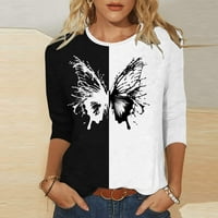 - Majice za žene, majice s okruglim vratom s printom leptira, zimske Ležerne majice širokog kroja s grafičkim printom