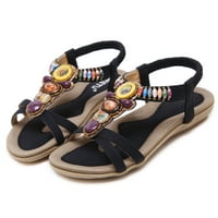 Ženske ljetne boemske sandale Ležerne udobne cipele za plažu sandale s remenom za gležanj s perlicama