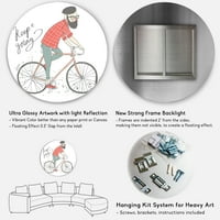 DesignArt 'Hipster Man koji vozi bicikl' Dječji umjetnički krug metal zidna umjetnost - disk od 36