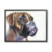 Stupell Industries Slatki Boxer Dog Portret Minimalno smeđe crne uokvirene, 14, dizajn George Dyachenko