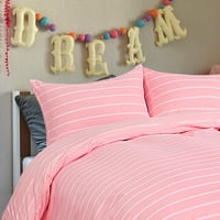 Set posteljine od mikrovlakana u prugastom ružičastom Blizancu