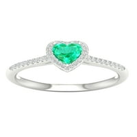 Imperijalni dragulj 10K bijelo zlato srce rezano smaragdno ct tw dijamant Halo Ženski prsten
