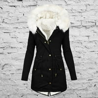 Ženski prošiveni kaputi u donjem rublju-Casual debeli zimski kaputi s kapuljačom i dugim rukavima u crnoj boji