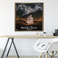 Napad na Titane: ključni vizualni plakat sezone na zidu, uokviren 22.375 34