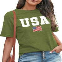 Ženska ljetna majica s printom slova majica s okruglim vratom ženska široka majica pulover kratkih rukava svijetlosiva majica s kratkim