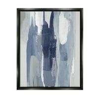 Slojevi plavih i bijelih apstraktnih pokreta, zidna umjetnost na plutajućem platnu u crnom okviru, 16. siječnja 20