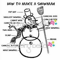Utiskivanje gumenim pečatom, kako napraviti snjegovića
