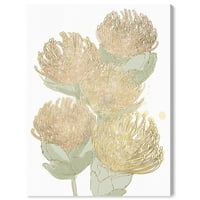 Cvjetni i botanički zidni umjetnički platni otisci cvjetni i botanički zidni otisci narančastog akvarela 'cvjetnice - zelena, zlato