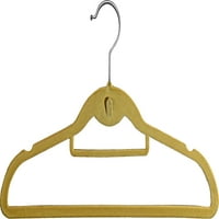 Beige Velvet Cascading Slim-Line vješalica sa zarezima i kravata, prostora za uštedu odijela za slaganje s kromiranim kukom International