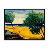 DesignArt 'Blue Beach by the Coast' Nautical & Coast Framed Canvas Wall Art Print