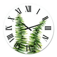 DesignArt 'biljka paprati u zelenobotaničkim detaljima' Tropski zidni sat