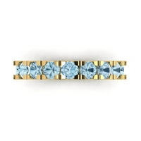 1. 14-karatni prirodno Švicarski plavi topaz dijamant okruglog reza, prsten za izgradnju od 11 karata