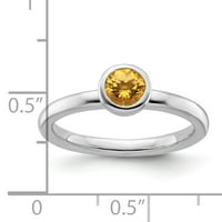 Prsten od sterling srebra s niskim okruglim citrinom