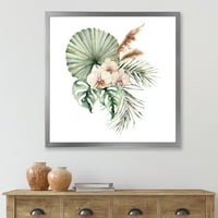 DesignArt 'tropski buket s palminim orhidejama lišća tradicionalnog uokvirenog umjetničkog tiska