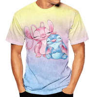 Obiteljska majica s likovima iz crtića Lilo & Stitch Casual kroj kratki rukav Poliester o-dekolte modna ulična majica za muškarce
