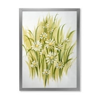 DesignArt 'Abstraktni cvjetovi s bijelim livadama' tradicionalni uokvireni umjetnički tisak