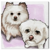Wynwood Studio Animals Wall Art Canvas ispisuje 'Pleceni par prilagođeni psi i štenad - bijela, ružičasta