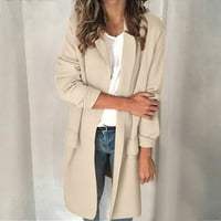 Ženska jakna-blazer Dezsed, casual blazer, ženska moda zima monotono bluzu dugih rukava i lukom, džemper, vrhovima bež boje, L