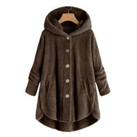 zimski kaputi za žene, kardigan, vrhovi, Kaputi na kopčanje Plus jakna, široki zimski vuneni Ženski kaput s kapuljačom i pliš, jesenske