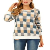 Jedinstvene ponude ženskog kariranog okruglog vrata pulover pulover bluza