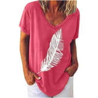 Ženske ljetne majice kratkih rukava s izrezom u obliku slova U, S volanima, široke majice, Ležerne majice s izrezom u obliku slova