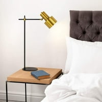 Metalna stolna svjetiljka, lampica za čitanje noćnog ormara, podesivi mesing i crna svjetiljka