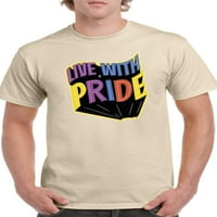 Muška majica sa zastavom Live With Pride -Dizajn Smartprints, muška 3X-Large