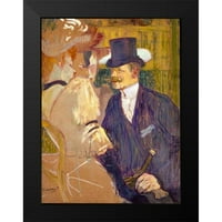 Toulouse-Lautrec, Henri de Black uokvirena suvremena muzejska umjetnička gravura pod nazivom Englez u Moulin Rougeu