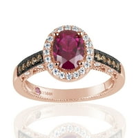 Kolekcionarski prsten od ružičastog sterling srebra ovalnog reza s rubin smeđim kubičnim cirkonijem