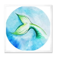 DesignArt 'Mermaid Green Fish Tail' Nautički i obalni uokvireni umjetnički tisak