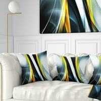 Fraktalne linije DesignART žuta bijela - Sažetak jastuka za bacanje - 18x18