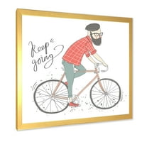 DesignArt 'Hipster Man vozeći bicikl' Dječja umjetnost uokvirena umjetničkim printom