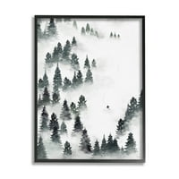 Stupell Industries Zimske skijaške nagibe Mountain Grafička umjetnost Crna uokvirena umjetnička print zidna umjetnost, dizajn Ziwei