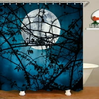 Ljubičasta zavjesa za tuširanje jezero mjesečina zvijezde na noćnom nebu s drvećem moderni dizajn tkanina za dekor kupaonice