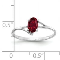 6K Rubin prsten od bijelog zlata, ovalni prsten od rubina izrađen u laboratoriju, 6 inča