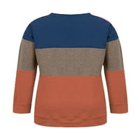 ; / Ženski pulover s okruglim vratom s okruglim vratom u obliku čamca, ležerna majica s blokom u boji, ležerna majica u plavoj boji,