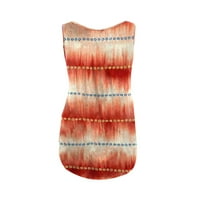 Ženski modni prsluk s printom na kopčanje, ležerna Majica Bez rukava s okruglim vratom, narančasta, e-mail