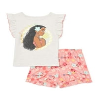 Moana Baby Toddler Girl Flutter Shoove Majica i kratke hlače, Outfit Set