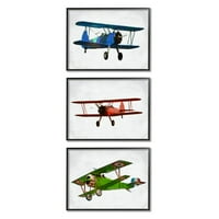 Stupell Industries Retro avioni u letećim zrakoplovima Piloti Šareni transport uokvireni zidni umjetnički dizajn Ashley Calhoun,