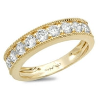 1. 18K sintetički bijeli Safir okrugli dijamant, prsten od žutog zlata od 5,5