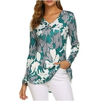 Žene Plus size rasprodaja ženska modna ležerna majica s izrezom u obliku slova A i dugim rukavima s printom široka bluza vrhovi u
