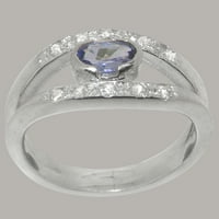 Britanski dijamantni prsten od tanzanita od srebra, ženski prsten za narukvicu - opcije veličine-veličina 11,75