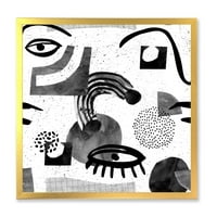 DesignArt 'kolaž očiju i doodlesa u suvremenom stilu II' Moderni uokvireni umjetnički tisak