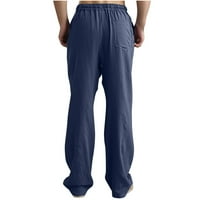 Rasprodaja u Al-u nudi Pamučne lanene hlače za plažu za muškarce, trendi široke Ležerne planinarske hlače s elastičnim pojasom i