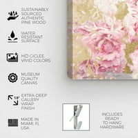 Wynwood Studio cvjetni i botanički zidni umjetnički platno ispisuje 'Pink and Gold Camellias' Florals - Pink, zlato