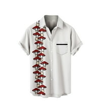 Havajska košulja za muškarce, majice s grafičkim printom, ležerna košulja s ovratnikom, bluza s kratkim rukavima i džepom u bijeloj